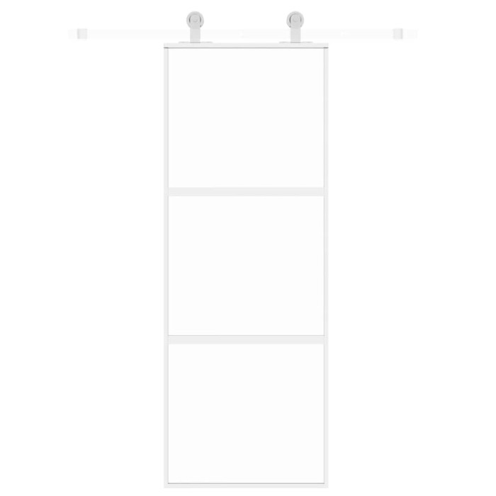 Drsna vrata bela 76x205 cm kaljeno steklo in aluminij